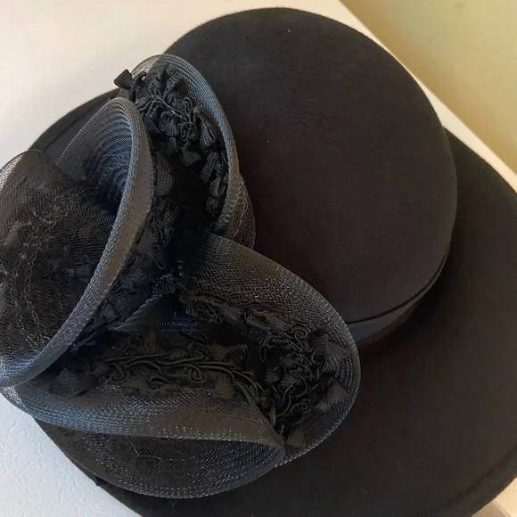 Beautifully Stylish Black Wool Church Dress Hat by Sylvia display picture 2
